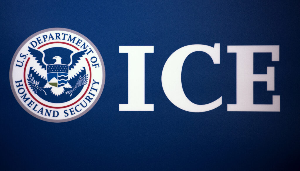 Immigration and Customs Enforcement logo.