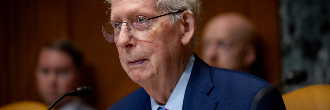 Kentucky GOP Sen. Mitch McConnell in a Senate hearing in May 2026.