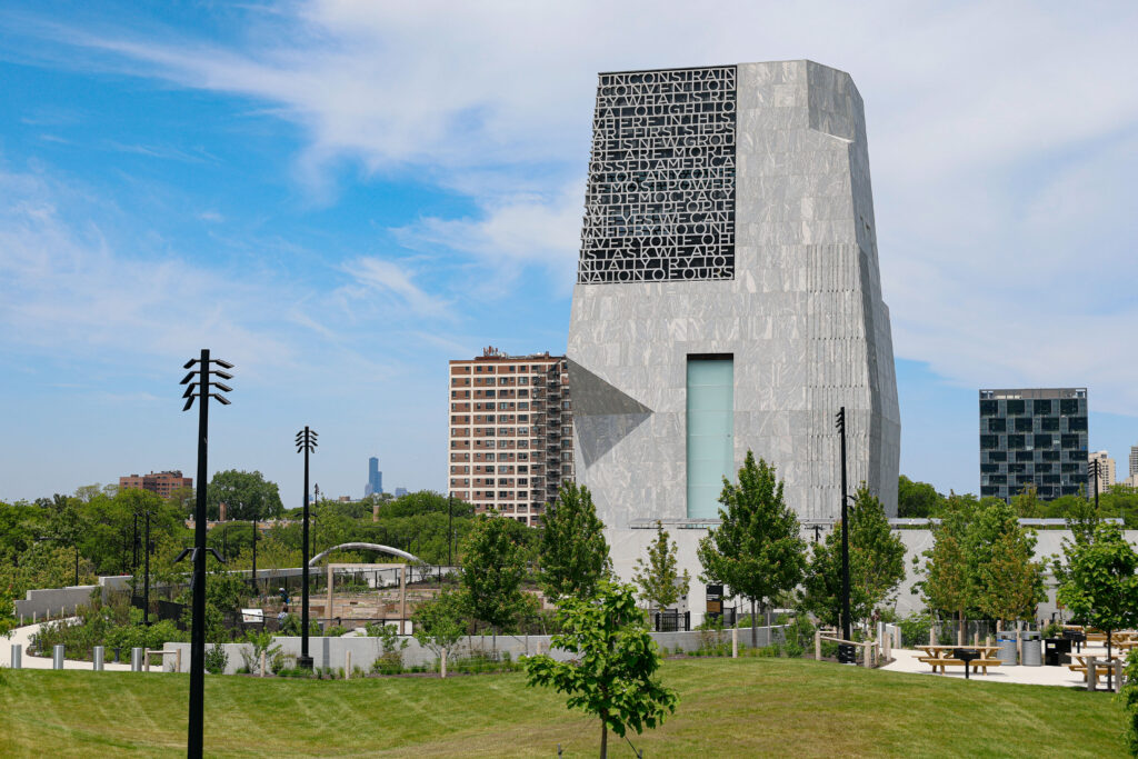 The Museum Tower at the Obama Presidential Center in Chicago on June 3. The center will open to the public on June 19.