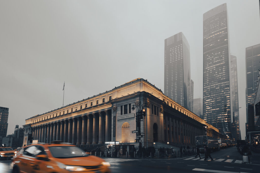 Penn Station during the winter in New York City, New York.