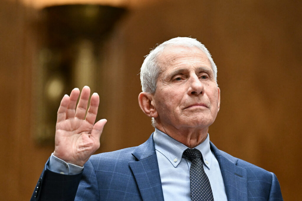 Dr. Anthony Fauci is sworn in during a Senate Homeland Security and Governmental Affairs committee hearing on Capitol Hill in Washington, D.C., on Wednesday.